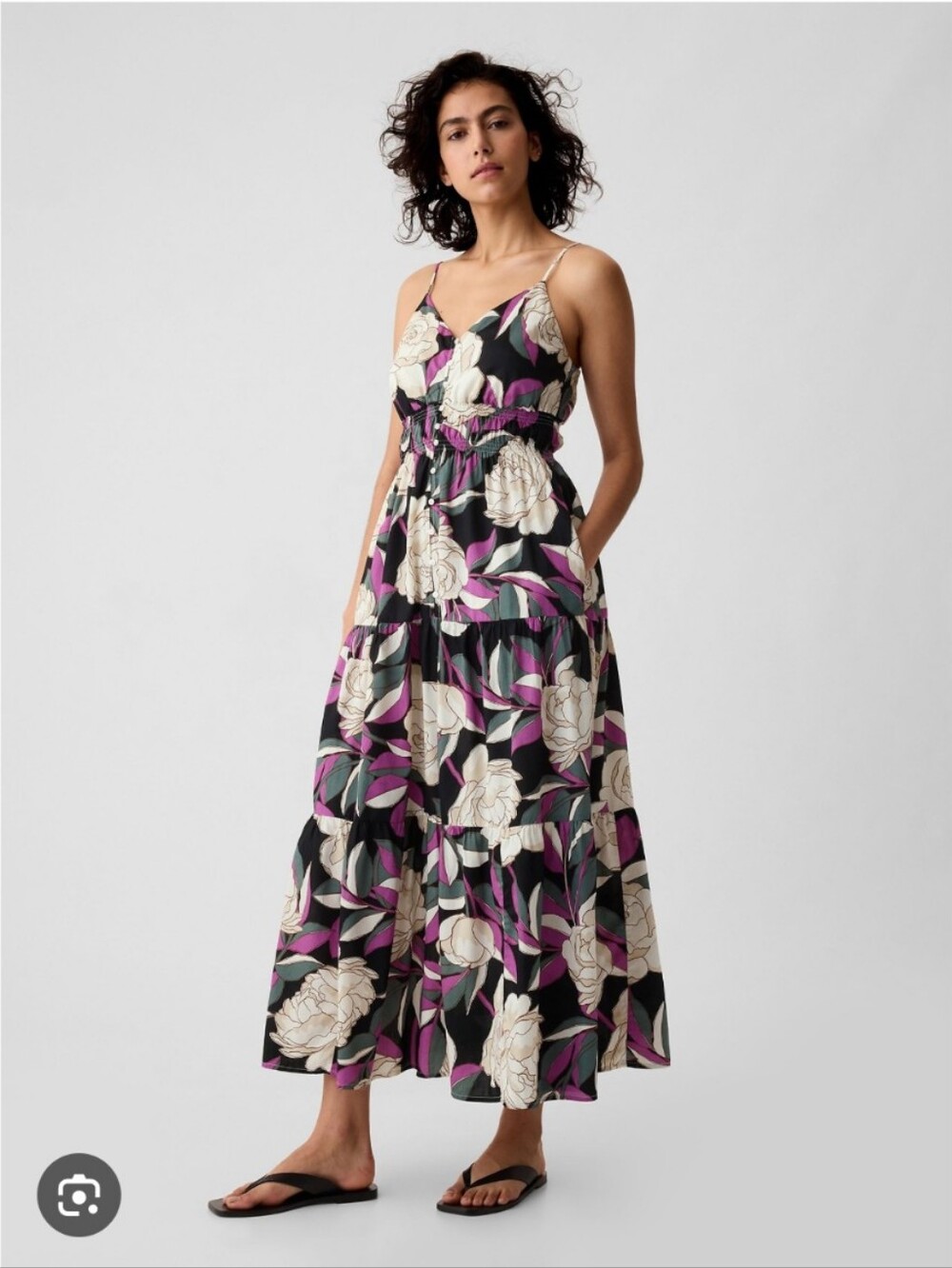 GAP Whimsigoth Tiered Maxi Dress Black & Purple Moody Florals Fairycore XS/S